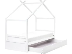 Letto per bambini Casa Legno di pino ORGEVAL 90 x 200 cm con contenitore Bianco