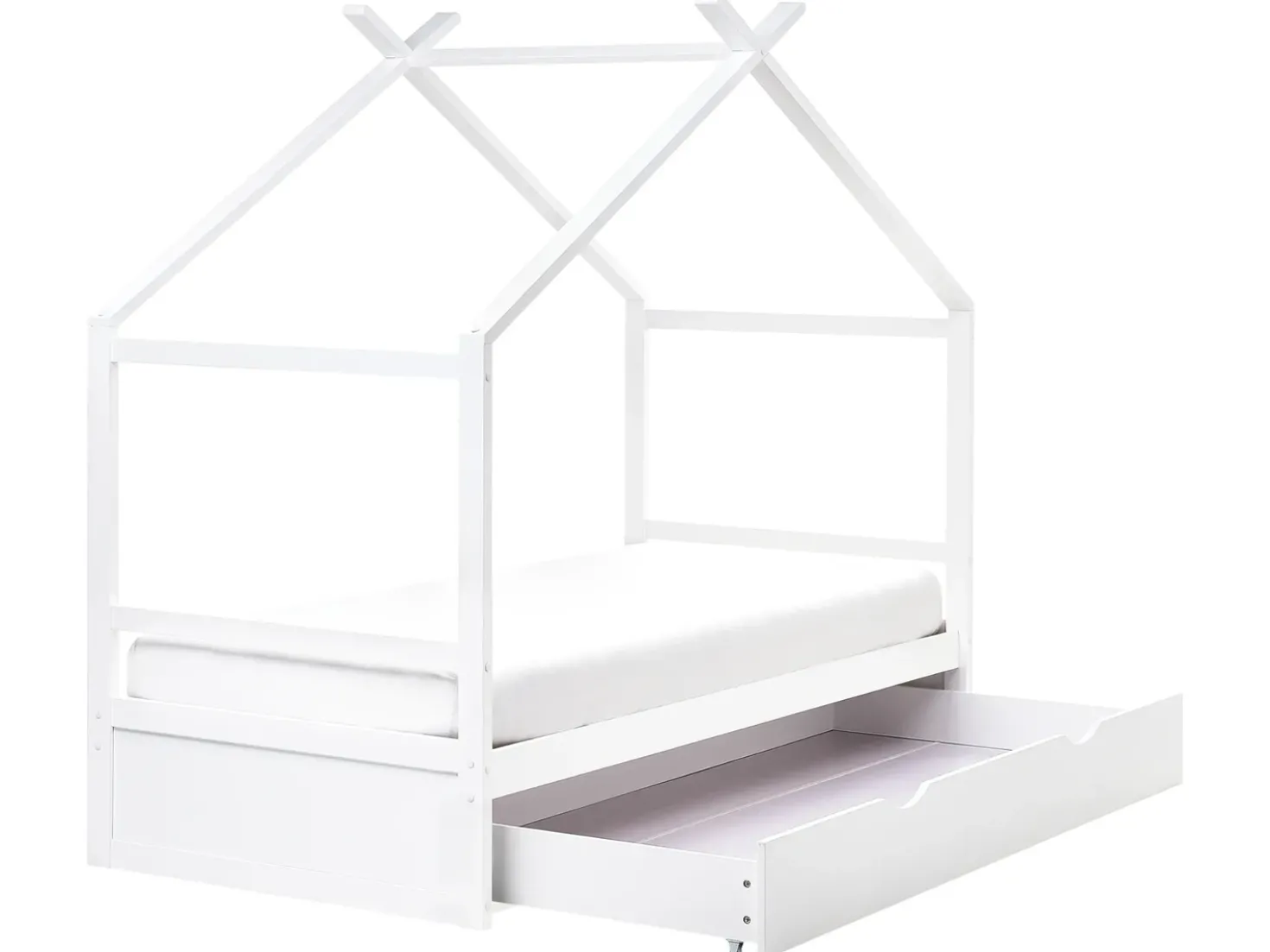 Letto per bambini Casa Legno di pino ORGEVAL 90 x 200 cm con contenitore Bianco