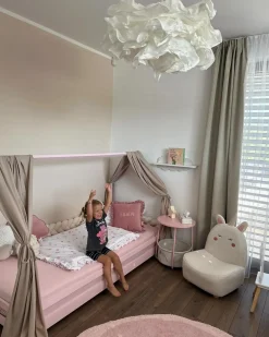 Letto per bambini Casa Legno di pino APPY 90 x 200 cm Rosa pastello
