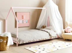 Letto per bambini Casa Legno di pino APPY 90 x 200 cm Rosa pastello