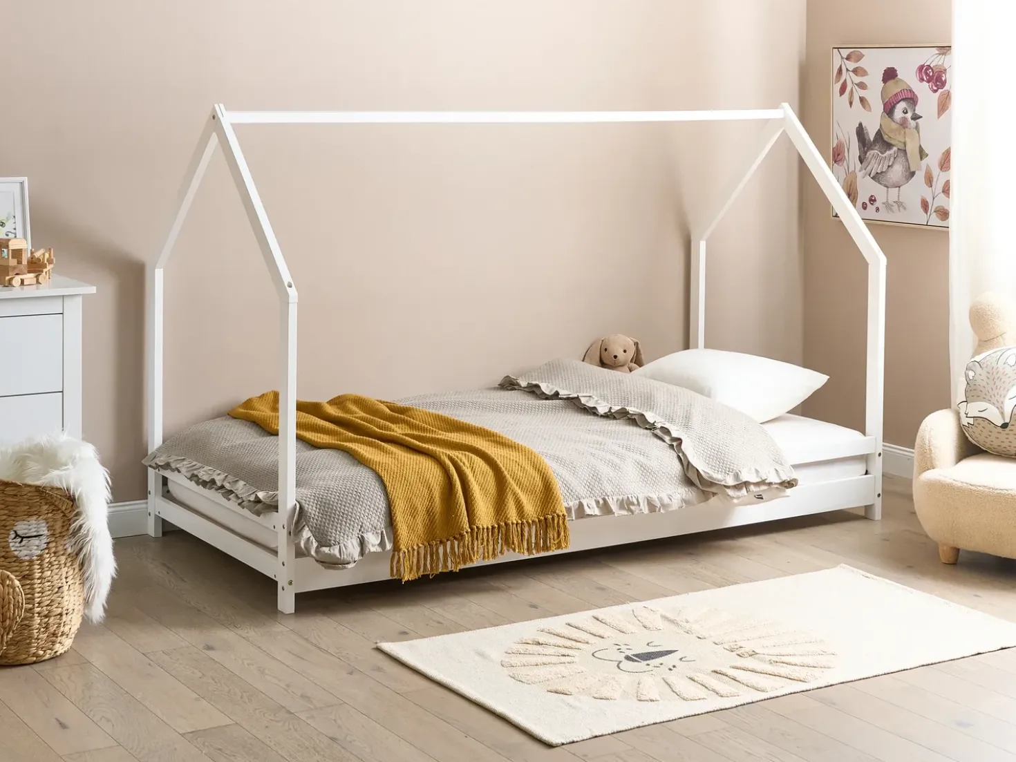 Letto per bambini Casa Legno di pino APPY 90 x 200 cm Bianco