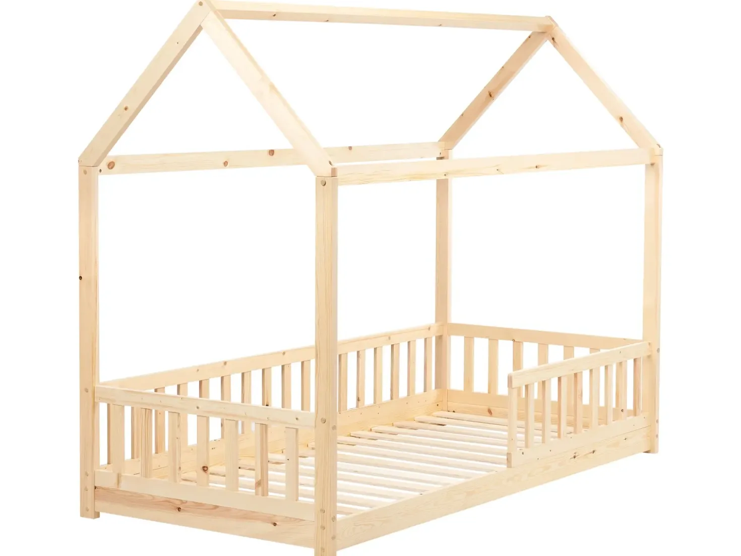 Letto per bambini Casa Legno di pino COSSAYE 90 x 200 cm Marrone chiaro