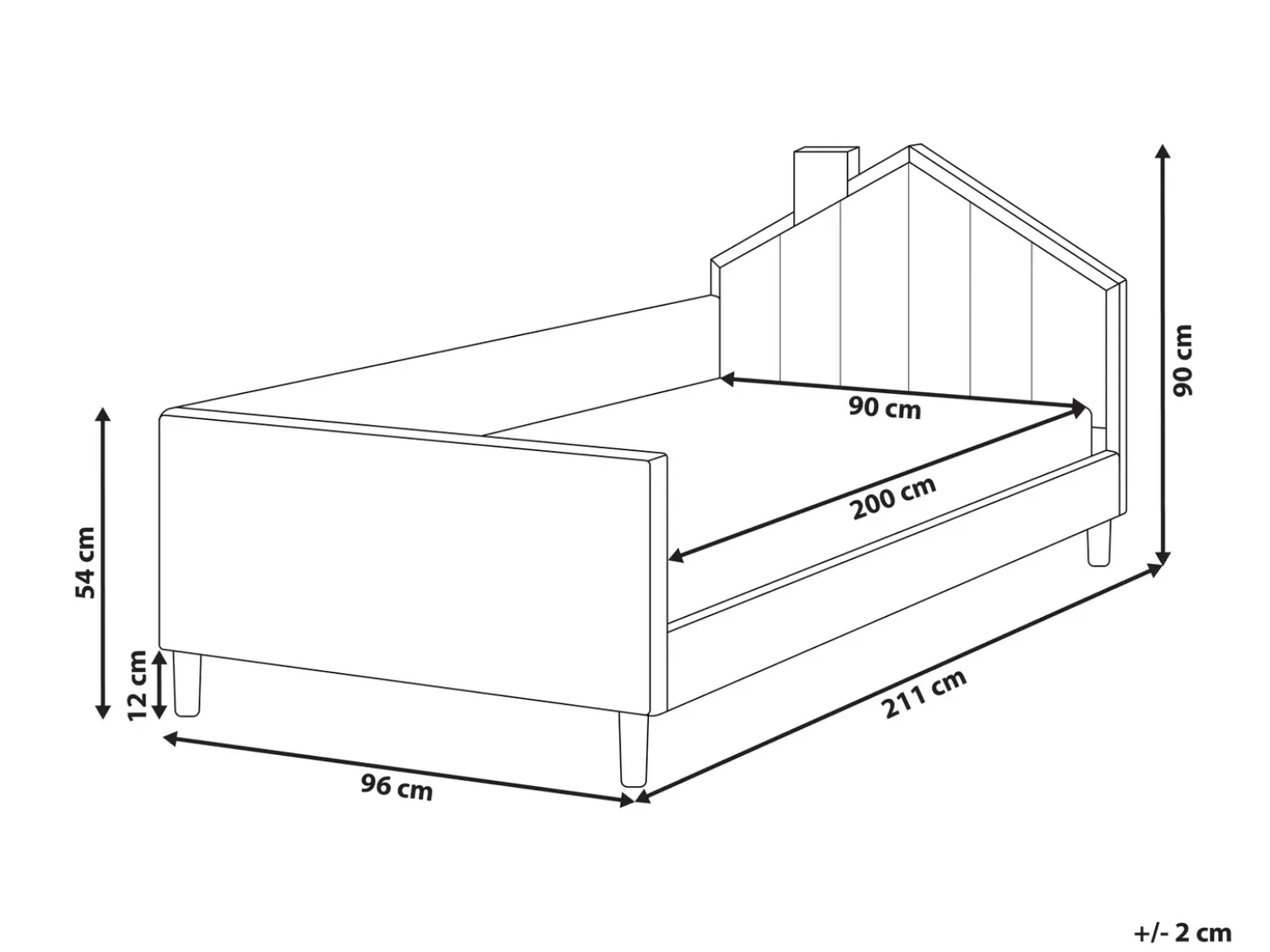 Letto per bambini Casa Velluto KERVAN 90 x 200 cm Marrone chiaro