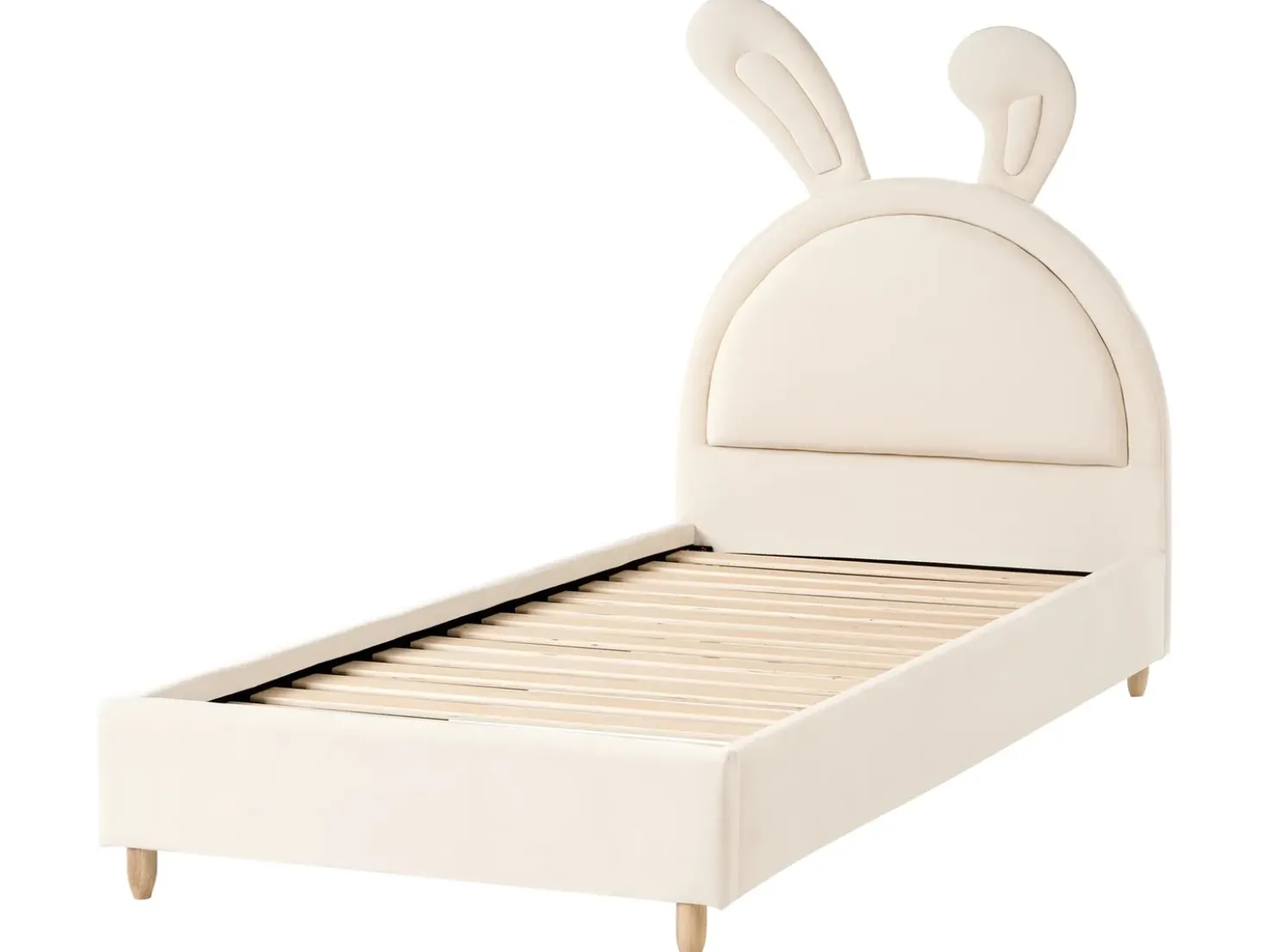 Letto per bambini Coniglio Velluto LALLIAS 90 x 200 cm Beige