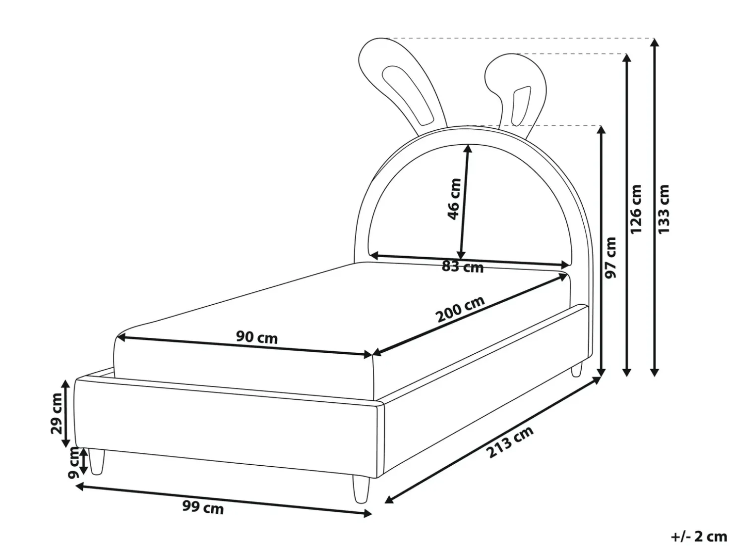 Letto per bambini Coniglio Velluto LALLIAS 90 x 200 cm Beige