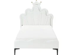 Letto per bambini Corona Velluto RUBIAN 90 x 200 cm con Luci LED Bianco