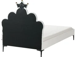 Letto per bambini Corona Velluto RUBIAN 90 x 200 cm con Luci LED Bianco