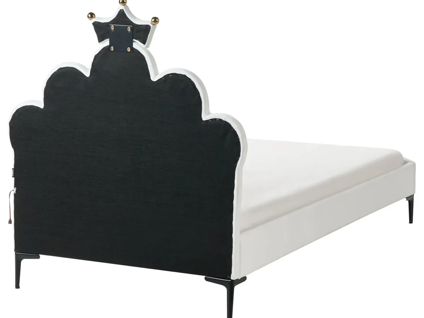 Letto per bambini Corona Velluto RUBIAN 90 x 200 cm con Luci LED Bianco