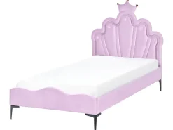 Letto per bambini Corona Velluto RUBIAN 90 x 200 cm con Luci LED Viola