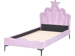 Letto per bambini Corona Velluto RUBIAN 90 x 200 cm con Luci LED Viola