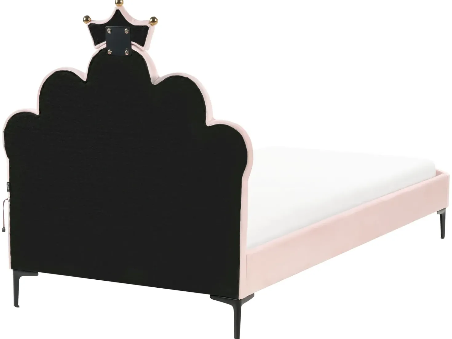 Letto per bambini Corona Velluto RUBIAN 90 x 200 cm con Luci LED Rosa