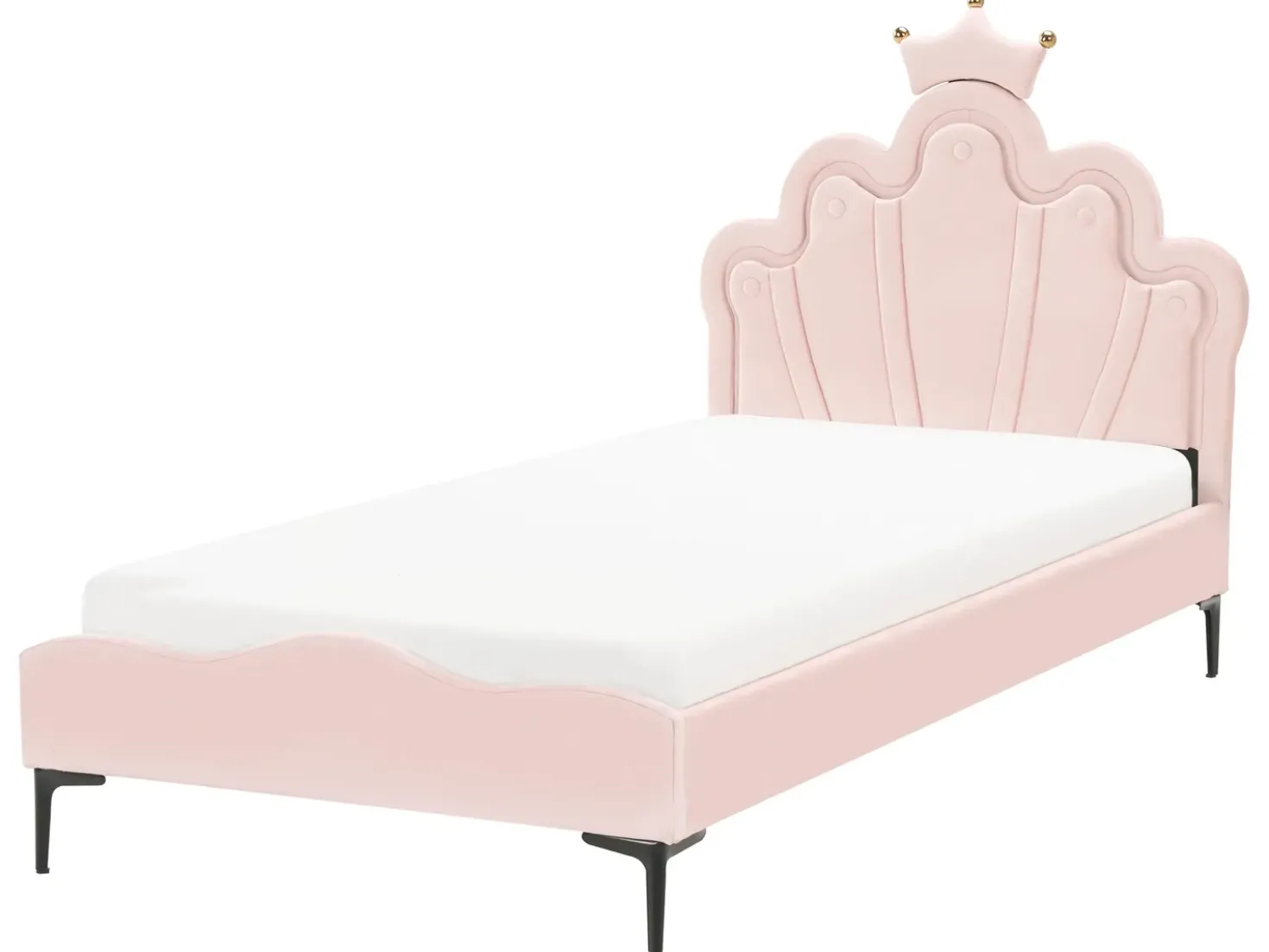 Letto per bambini Corona Velluto RUBIAN 90 x 200 cm con Luci LED Rosa