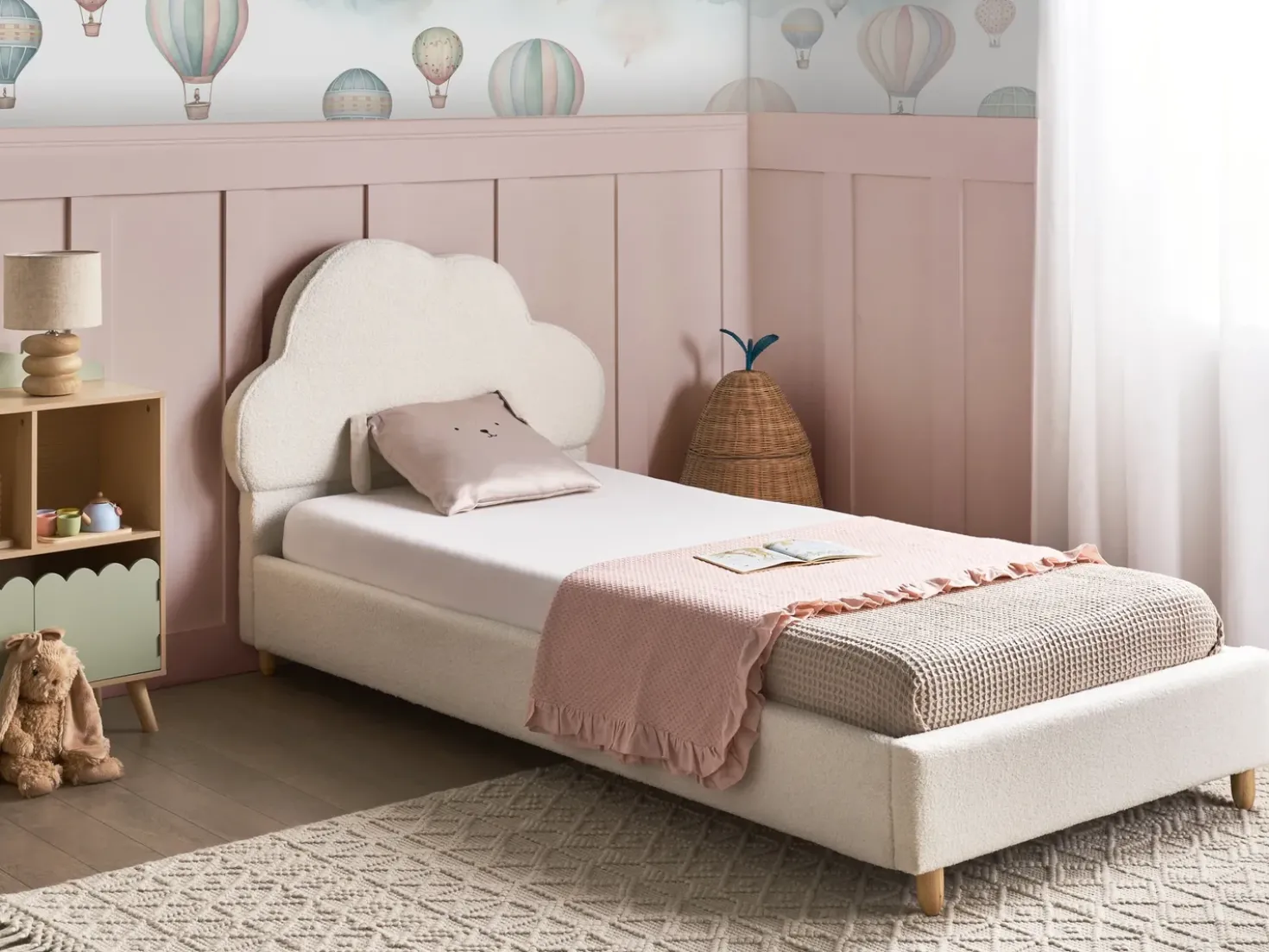 Letto per bambini Nuvola Bouclé BELLEVUE 90 x 200 cm Bianco sporco