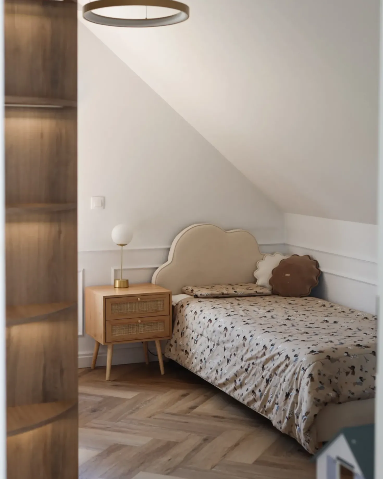 Letto per bambini Nuvola Velluto BELLEVUE 90 x 200 cm Beige chiaro