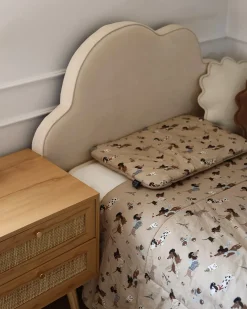 Letto per bambini Nuvola Velluto BELLEVUE 90 x 200 cm Beige chiaro