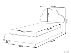 Letto per bambini Nuvola Velluto BELLEVUE 90 x 200 cm Beige chiaro