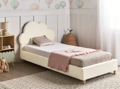 Letto per bambini Nuvola Velluto BELLEVUE 90 x 200 cm Beige chiaro