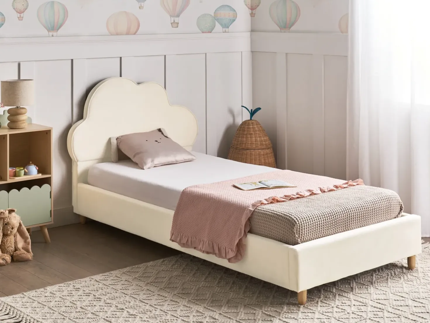 Letto per bambini Nuvola Velluto BELLEVUE 90 x 200 cm Beige chiaro