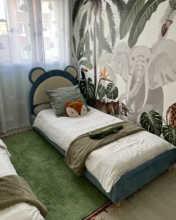 Letto per bambini Orsacchiotto Velluto MAILLES 90 x 200 cm Blu
