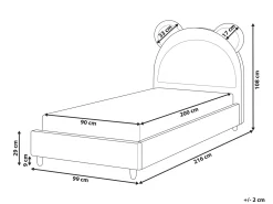 Letto per bambini Orsacchiotto Velluto MAILLES 90 x 200 cm Blu