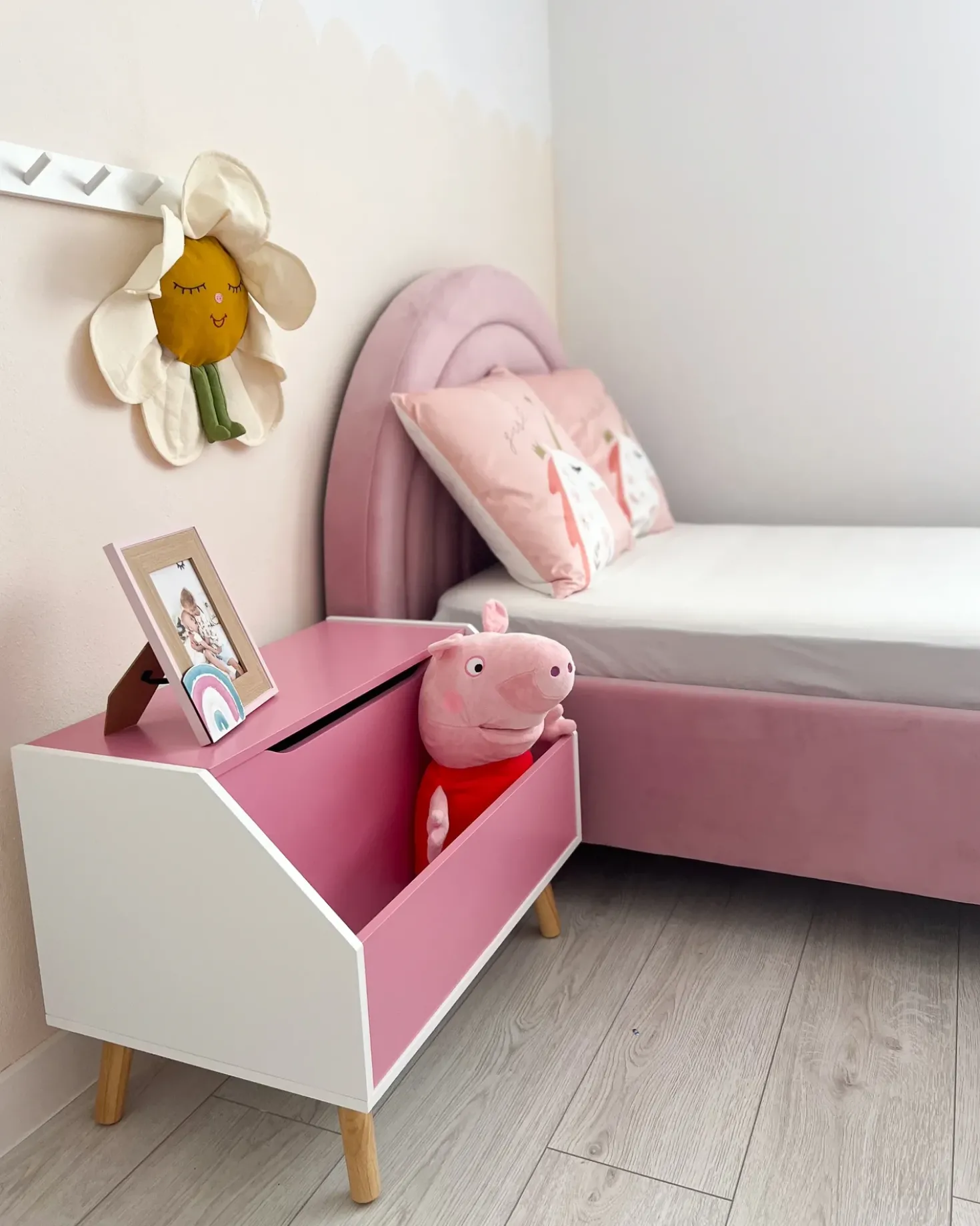 Letto per bambini Velluto ANET 90 x 200 cm Rosa