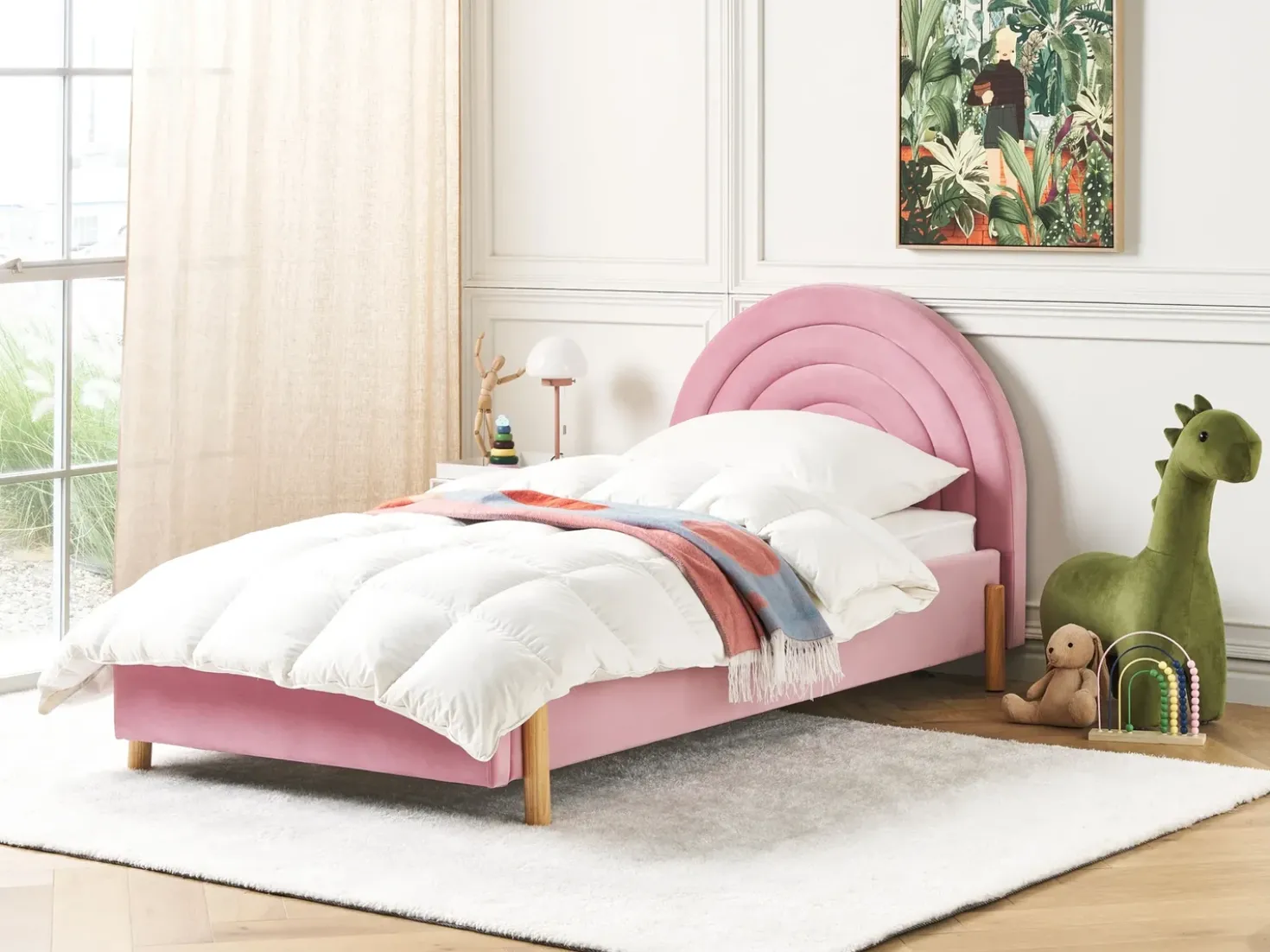 Letto per bambini Velluto ANET 90 x 200 cm Rosa