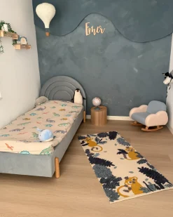 Letto per bambini Velluto ANET 90 x 200 cm Azzurro