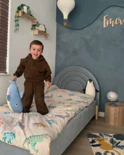 Letto per bambini Velluto ANET 90 x 200 cm Azzurro