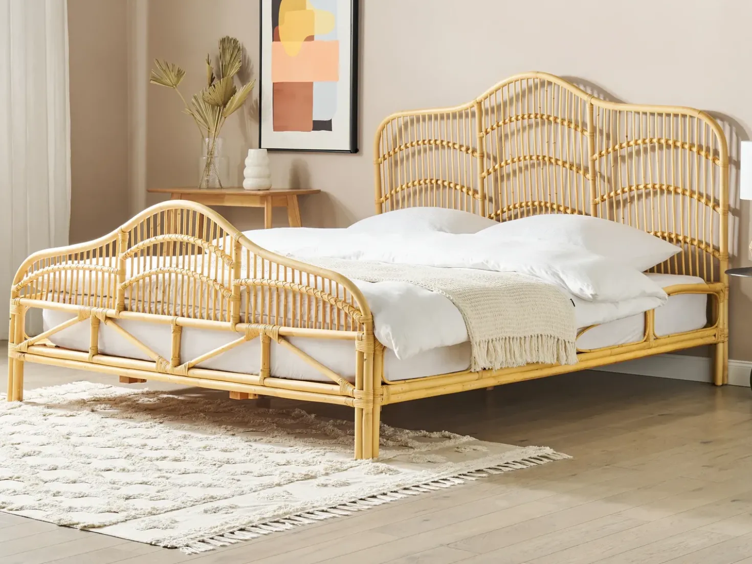 Letto Rattan DOMEYROT 180 x 200 cm Marrone chiaro
