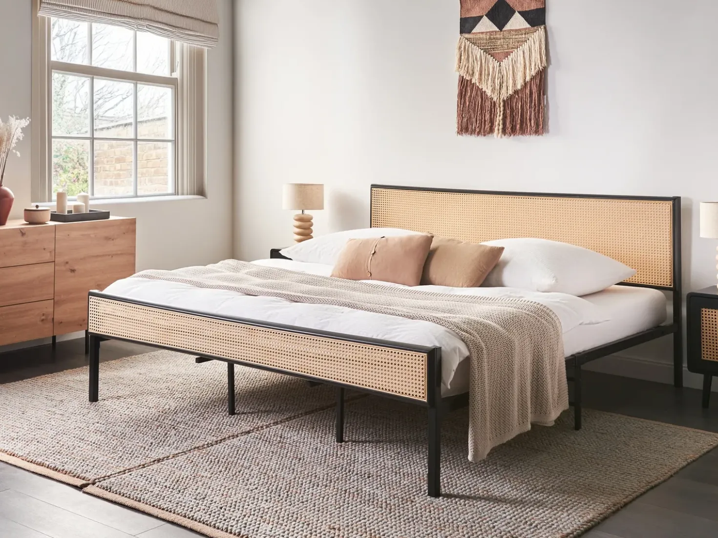 Letto Rattan sintetico (PE) AVANTON 180 x 200 cm Nero
