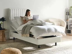 Letto regolabile Bouclé CASTELLAN 90 x 200 cm Bianco sporco