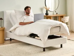 Letto regolabile Bouclé DUKE 90 x 200 cm Bianco sporco