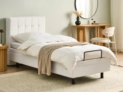Letto regolabile Bouclé DUKE 90 x 200 cm Bianco sporco
