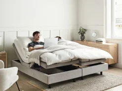 Letto regolabile senza testiera Tessuto DUKE 180 x 200 cm Grigio chiaro