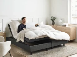Letto regolabile senza testiera Tessuto DUKE 180 x 200 cm Grigio scuro