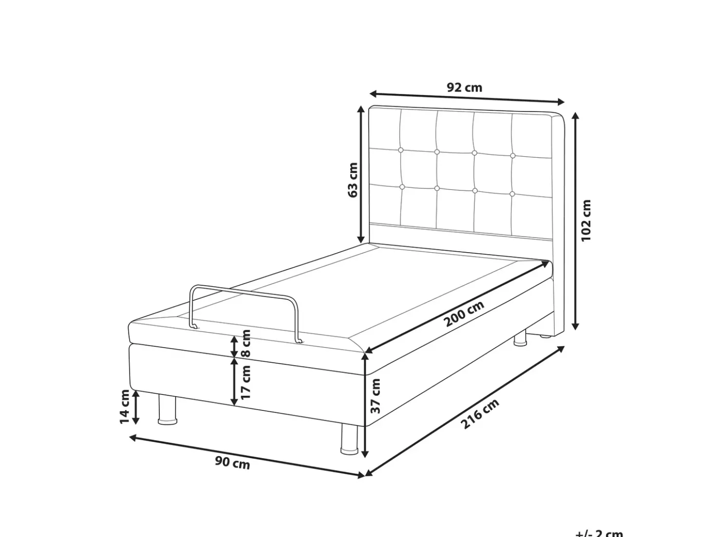 Letto regolabile Tessuto DUKE 90 x 200 cm Beige chiaro