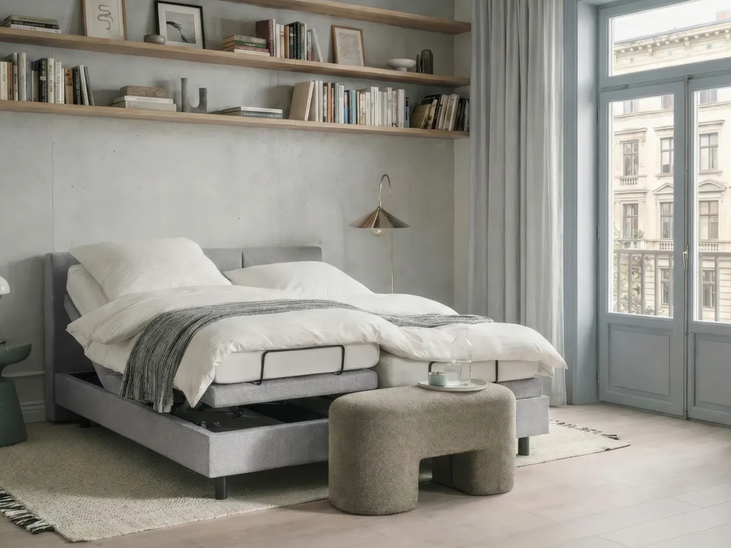 Letto regolabile Tessuto VICEROY 180 x 200 cm Grigio chiaro