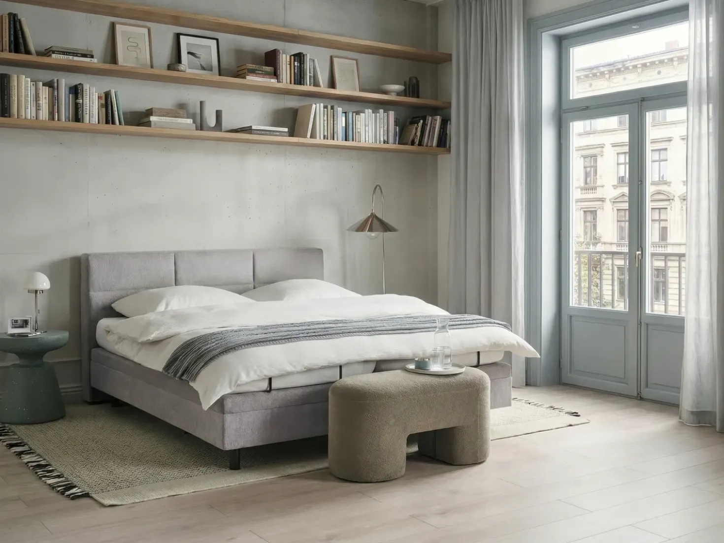 Letto regolabile Tessuto VICEROY 180 x 200 cm Grigio chiaro