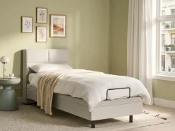 Letto regolabile Tessuto VICEROY 90 x 200 cm Beige chiaro
