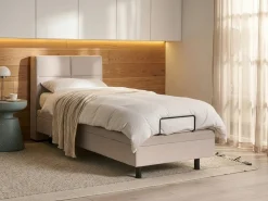 Letto regolabile Tessuto VICEROY 90 x 200 cm Beige chiaro