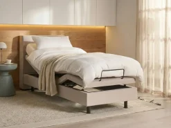 Letto regolabile Tessuto VICEROY 90 x 200 cm Beige chiaro