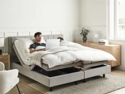 Letto regolabile Tessuto DUKE 180 x 200 cm Grigio chiaro