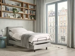 Letto regolabile Tessuto VICEROY 90 x 200 cm Grigio chiaro