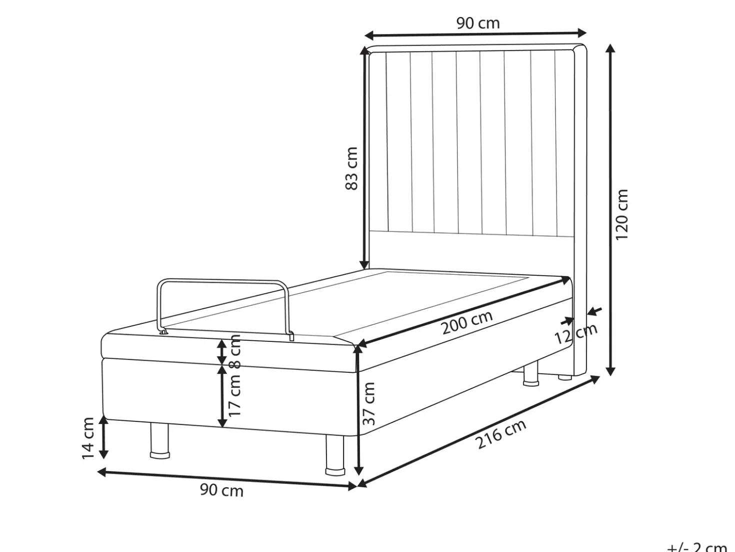Letto regolabile Tessuto CASTELLAN 90 x 200 cm Grigio chiaro