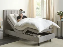 Letto regolabile Tessuto CASTELLAN 90 x 200 cm Grigio chiaro