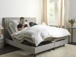 Letto regolabile Tessuto CASTELLAN 180 x 200 cm Grigio chiaro