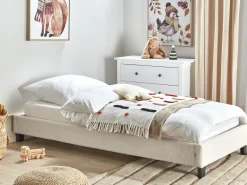 Letto senza testata Bouclé ROANNE 90 x 200 cm Beige chiaro