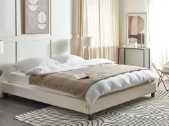 Letto senza testata Bouclé ROANNE 180 x 200 cm Beige chiaro