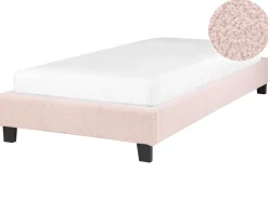 Letto senza testata Bouclé ROANNE 90 x 200 cm Rosa pastello