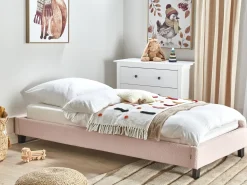 Letto senza testata Bouclé ROANNE 90 x 200 cm Rosa pastello